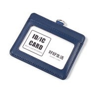 Leather Card Holder Student ID Office Home Access TnG Bank Debit Credit Cover Case with Neck Lanyard