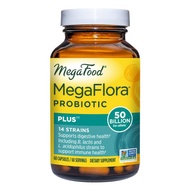 MegaFood MegaFlora Probiotic Plus - Probiotics for Women and Men - 50 Billion CFUs & 14 Strains - Pr