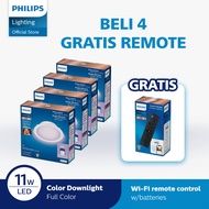Beli 4 Philips Lampu Smart WiFi LED Downlight 11W D125 Color RGB Gratis Smart Wifi Remote Control