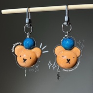 GANTUNGAN Blueberry Teddy Phone Charm Cute Bear Keychain/