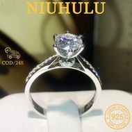 2 Karat Moissanite Ring Pt950 Six-Claw Fashion Ring White Gold