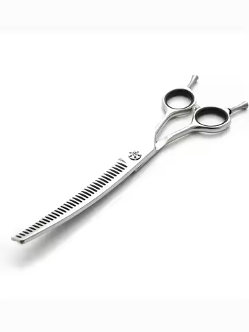 7" Curved Fishbone Pet Grooming chunker Scissors – 35 Teeth Right-Handed Dog Hair Thinning Shears, 9