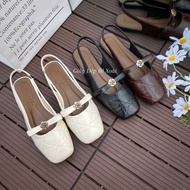 Women's Open Heel Soft Leather Flats with Beautiful Camellia Bow hottrend (BR265)