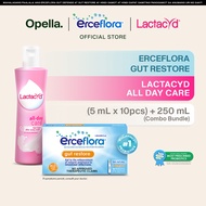 Erceflora Gut Restore Probiotic Supplement + Lactacyd Feminine Wash All Day Care 250ML