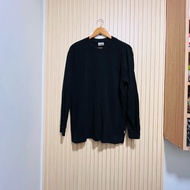 SHAKA WEAR WORLD FAMOUS WAFFLE VINTAGE CREW NECK PULLOVER SWEATSHIRT SWEATER SHIRT BLACK LARGE 23x28