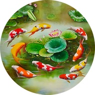5D DIY Diamond Painting Lotus Nine Fish Painting Rhinestone Diamond Embroidery Round Handmade Bead Painting