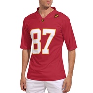 【Best value for money】 Your Design Kansas City No 87 Red Football Jerseys For Men Vintage Rugby Jers