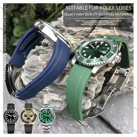 18mm 19mm 20mm 21mm Nature Rubber Silicone Watchband for Rolex Submariner Daytona GMT OYSTERFLEX Sei