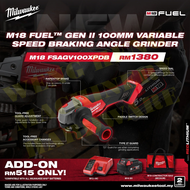 MILWAUKEE M18 FUEL™ 100mm (4") Variable Speed Braking Angle Grinder with Paddle Switch - M18 FSAGV10