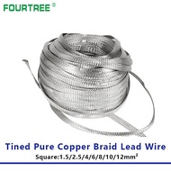【❉HOT SALE❉】 fka5 1 Meter Tinned Pure Copper Braid Lead Wire Bare Ground Cable High Flexibility Flat Conductive Tape Square 1.5-12mm2