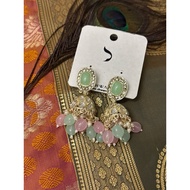 Dhwani Pastel Green & Pink Kundan Earrings 🩷💚
