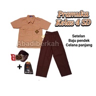 Setelan Seragam Pramuka Baju pendek celana panjang kelas 4 sd