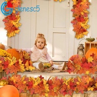 GLENES Red Autumn Maple Leaves, Creative 1.7m Artificial Maple Garland, Autumn Leaf Garland Realisti