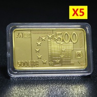 In Stock European 500 Euro Gold Bar 1Oz Gold Bullion 24K Gold-Plated Souvenir Bullion Bar Coin Festi