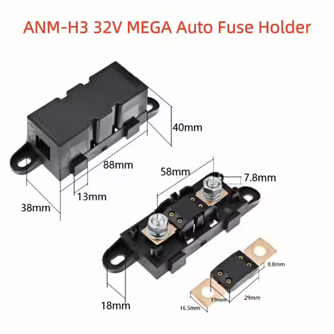 ANM-H3 32V MEGA Auto Fuse Holder 1PCS with Cover And Blade Fuse - Selectable Amperage 30A to 500A fo