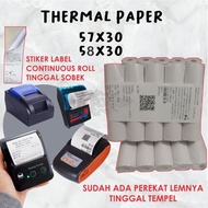 0label Direct Thermal Sticker 58mm x 5meter Thickness Thermal Sticker Paper Label 57x30 58x30 58