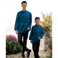 [size S-7XL] Kurta Moden Exclusive Biru Teal Blue Ayah Anak Dewasa Budak Bayi Baby | Kurta Saiz Besa