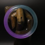 冰透紫色帶綠玉鐲子紫羅蘭手鐲禮盒裝