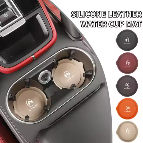 2PCS Car Coasters Water Cup Slots Non-Slip Mat Waterproof Cup Pad For Citroen C4 C3 C5 C1 C2 Berling