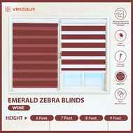 [Vinzola] Emerald Wine Korea Zebra Blinds Cord Pulley / Langsir Bidai Korea / Height 6ft / 7ft / 8ft
