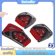 E7G-Red Black Nonslip Pedal Pad Cover 3 Pcs for MT Auto Car