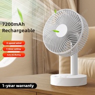 White Colour Table Fan Mini strong wind Usb Rechargeable desk fan silent oscilating kipas meja tahan