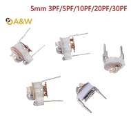 A&W 5PCS 5MM Ceramic Trimmer Capacit Adjustable Capacitor Trimmer Variable Ceramic Capacitor 3PF 5PF