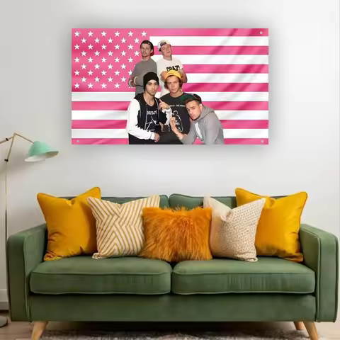 One Direction Pink Aesthetic Flag,1D Vintage Boy Band Tapestry,One Direction Room Decor,Y2K Pop Musi