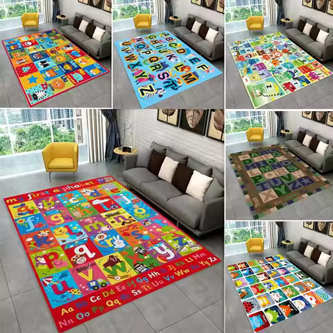 ABC Cartoon Alphabet Kids Bedroom Carpet for Home Living Room Decor Hallway Non-slip Floor Mat Hotel