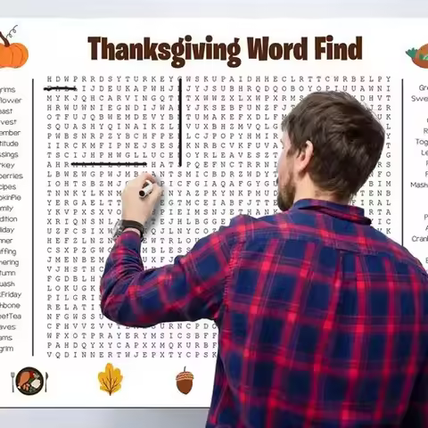 Jumbo Thanksgiving Word Search Poster Thanksgiving Word Poster