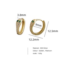 Sterg KAMIRA Sier Unique Green Zircon Snake Hoop Earrings For Women Vintage Punk Party Fashion