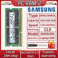 【จัดส่งภายใน 24 ชั่วโมง】Samsung DDR3L DDR3 RAM 2GB/4GB/8GB 1333/1600MHz หน่วยความจำ SODIMM สำหรับโน้ตบุ๊ก