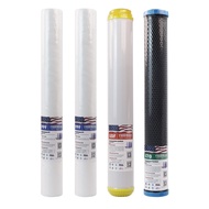 TROUWIDS กระบอกกรองน้ำ เครื่องกรองน้ำใช้ เครื่องกรองน้ำ 4 ขั้นตอน 20 นิ้ว Housing สีน้ำเงิน กระบอกติ