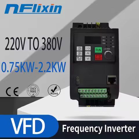 Convert 220v single phase input to 380v three phase Output 0.75kw 1HP VFD Variable Frequency Drive I