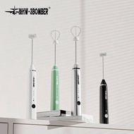 MHW-3BOMBER Handheld Frother Rechargeable Electric Whisk with 2 Heads 3 Speeds Drink Mixer Coffee Fr