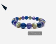 กำไลหิน 3 พลังหินมงคล อเมทริส + ลาบาดอไรด์ + ลาพิส ลาซูลี Amethyst + Labradorite + Lapis lazuli ขนาด