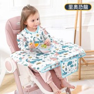 嬰幼兒童罩衣夏季寶寶防水防汙（長袖）吃飯口水兜圍兜一體餐桌（恐龍）