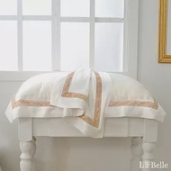 義大利La Belle《薩爾瓦-金》特大天絲蕾絲防蹣抗菌吸濕排汗兩用被床包組-白色