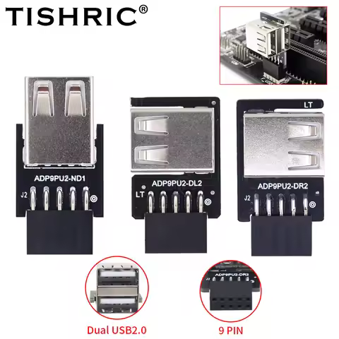 TISHRIC 9Pin To 2 Ports USB 2.0 Expansion Card USB 2.0 Motherboard Header 9pin to 2 Ports USB 2.0 Du