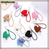 xiangbao1 Sweet Plush Love Heart Pendant Wristlet Keychain Bag Charm Keyring Pendant Lanyard for Bac