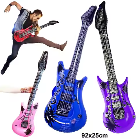 Inflatable Guitar 35inch Rock Star Guitar Reusable Inflatable Guitar Toys Balloons 80s 90s Themed Ki