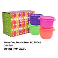 Tupperware Neon One Touch Bowl (4) 750ml / 0T WITH BOX