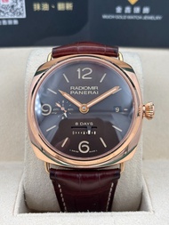 [SOLD OUT]二手 USED  PANERAI 沛納海 RADIOMIR 8 DAYS GMT ROSSO PAM00395 啡色 2017年4月 18K金 錶重4.11兩 全套 FULL SE