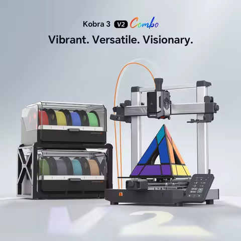 ANYCUBIC Kobra 3 V2 Combo AE Version 600mm/s Fast Printing 3D Printer 8 Colors ACE Pro Filament Dryi