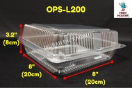Kuih Container OPS L200 / Disposable Plastic Clear Bakery Container (50pcs±) / 8" x 8" square cake t