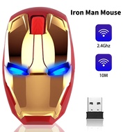 Iron Man Wireless Mouse 2.4G Optical Silent Mouse 2400DPI With Eyes Backlight Usb Receiver For PC La