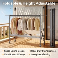 【SG Stock】Clothes Drying Rack Folding Clothes Drying Rack Balcony Adjustable Height Clothes Drying P