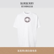 博柏利 BURBERRY 男士白色图案嵌花棉质宽松 T 恤衫 80370481 L