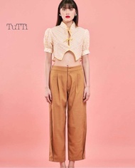 TuTTi Mustard Pants กางเกงขายาว ผ้าใยสังเคราะห์ สีเหลือง มัสตาร์ด  ไม่ยับ ใส่ได้หลายโอกาส ใส่ลำลอง ใ