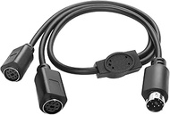 YAODHAOD 7 Pin Mini DIN Splitter Cable, S-Video Cable Mini Din 7-Pin 1 Male to 2 Female Y Splitter E